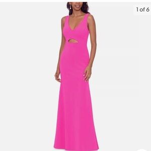 Betsy & Adam Pink V-Neck Sleeveless Formal Gown Dress 2P A25059 NWT